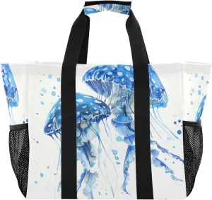 ALAZA Bright Rainbow Jellyfishes Waterproof Beach Tote Bags