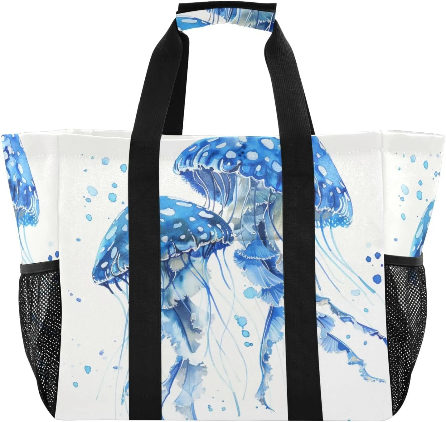 ALAZA Bright Rainbow Jellyfishes Waterproof Beach Tote Bags