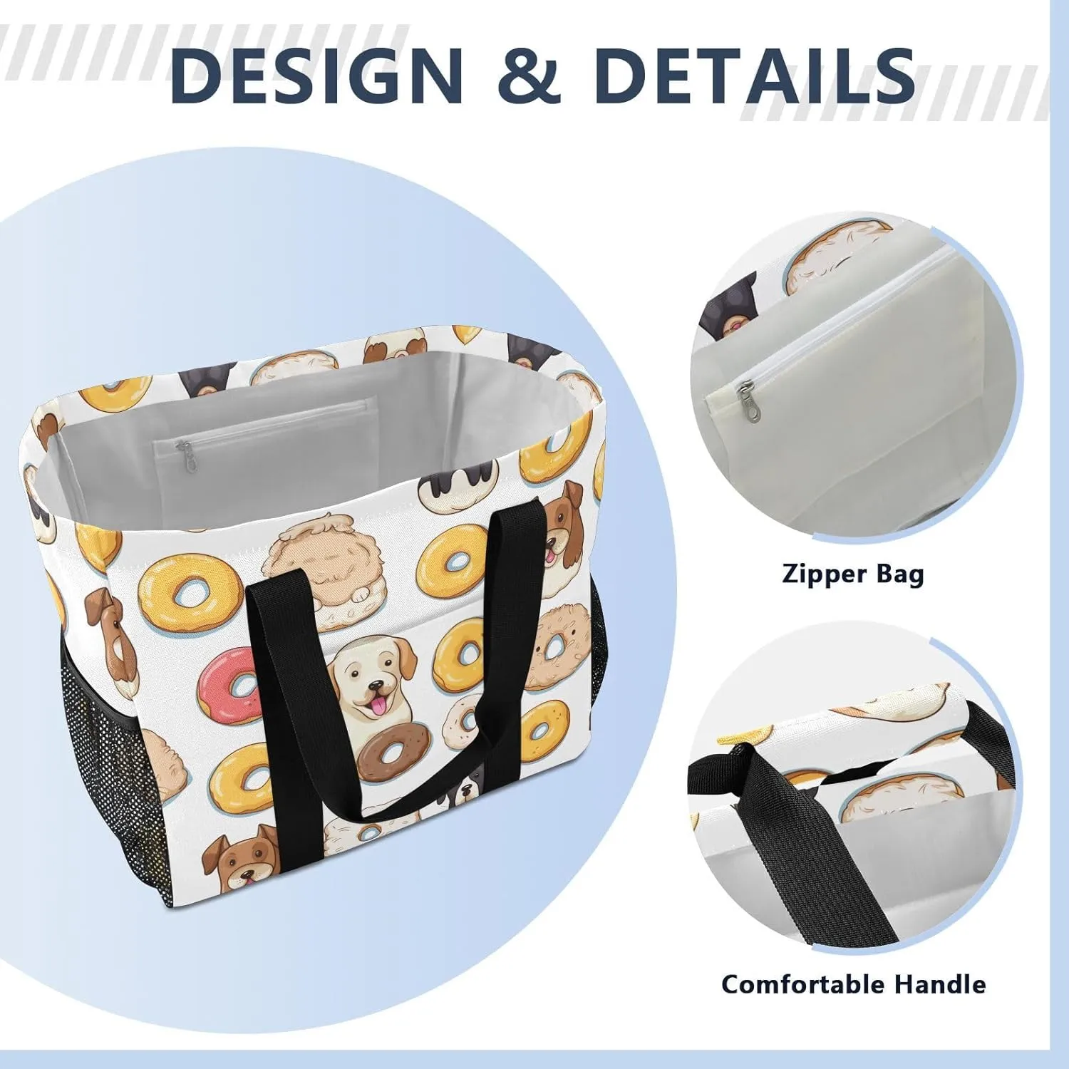ALAZA Cute Funny Dogs Waterproof Beach Tote Bags