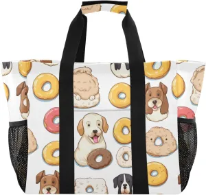 ALAZA Cute Funny Dogs Waterproof Beach Tote Bags