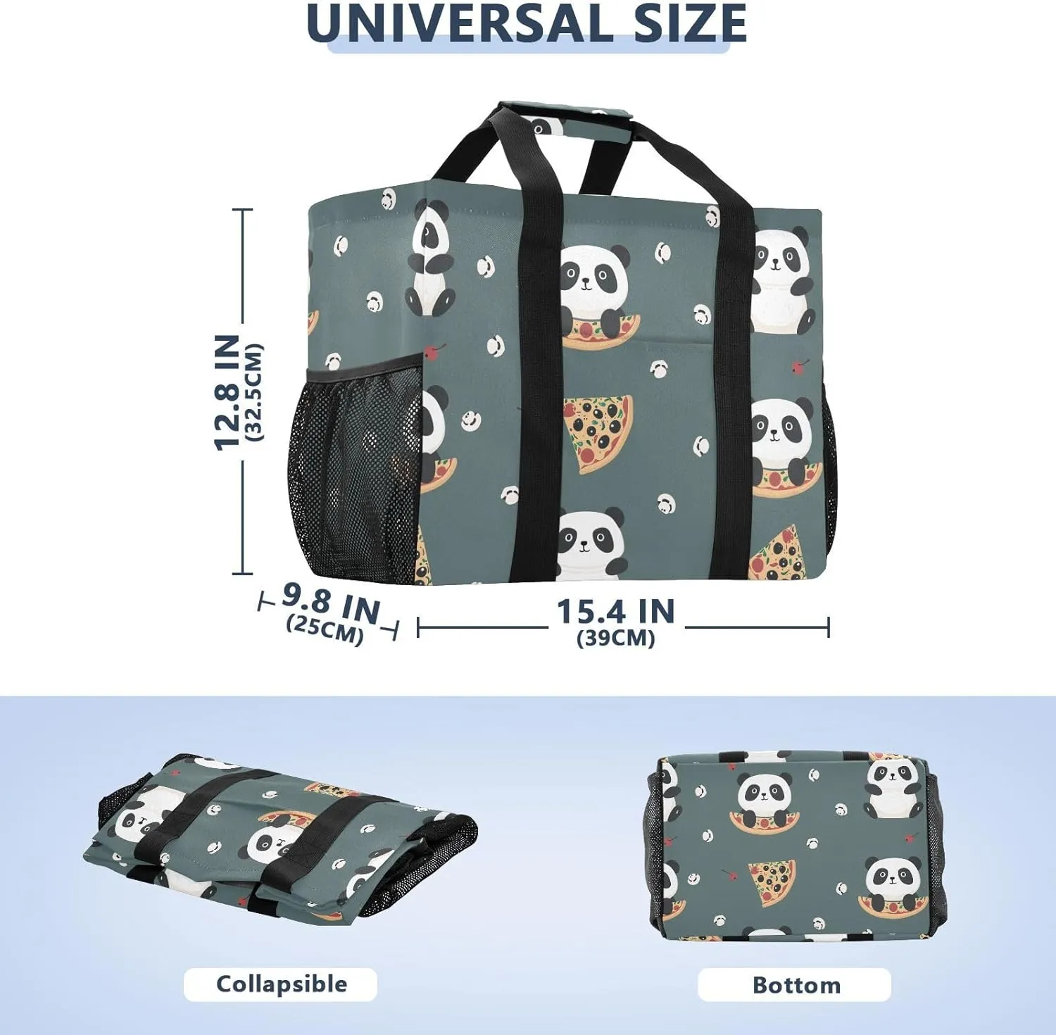 ALAZA Cute Panda and Star on Pink Waterproof Beach Tote Bags