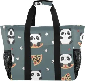 ALAZA Cute Panda and Star on Pink Waterproof Beach Tote Bags