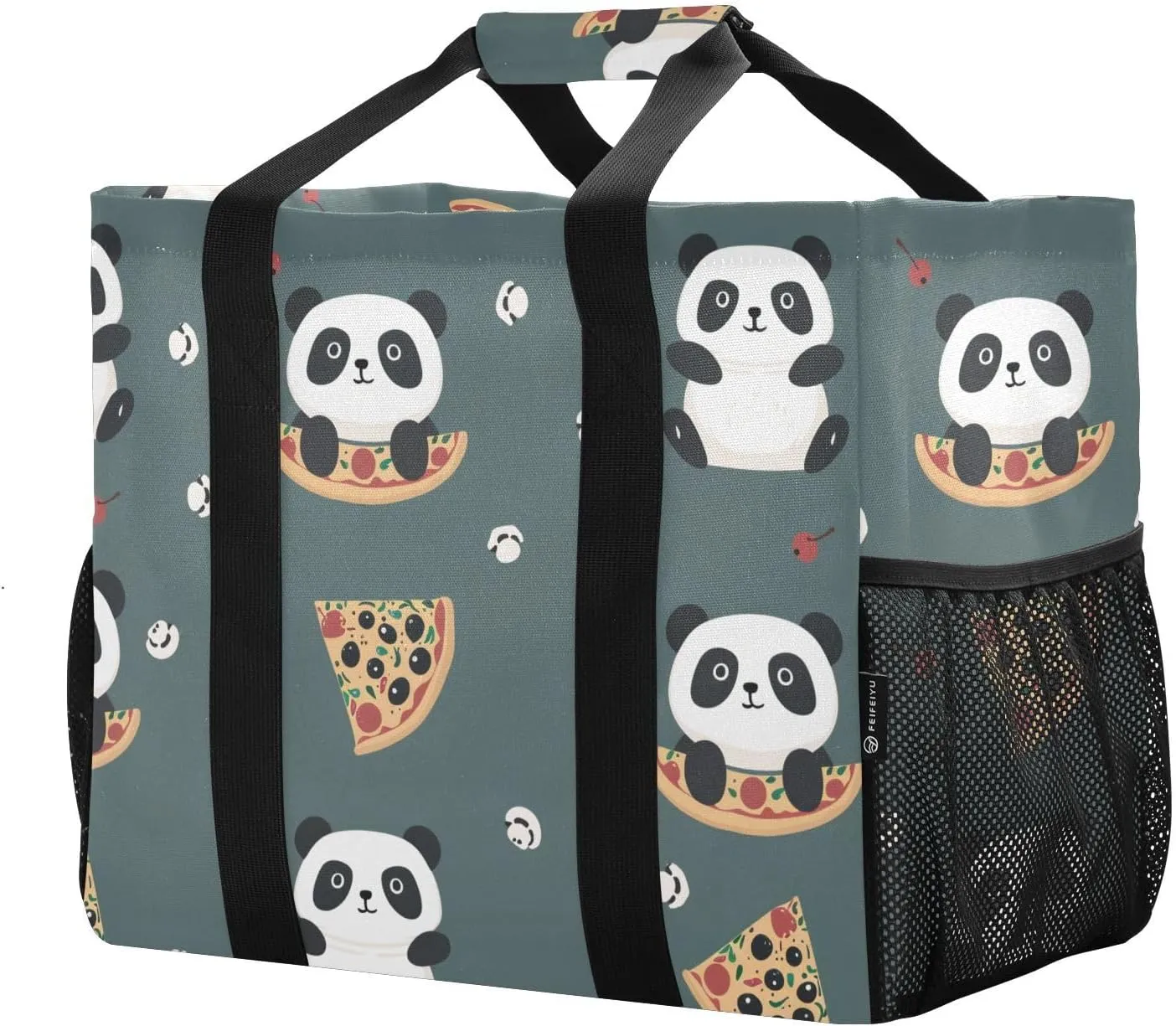 ALAZA Cute Panda and Star on Pink Waterproof Beach Tote Bags