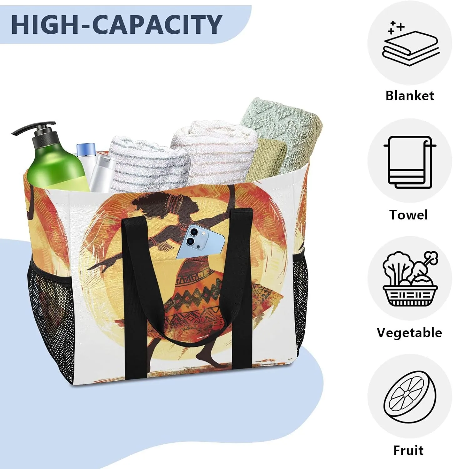 ALAZA Eiffel Tower in Water Waterproof Beach Tote Bags