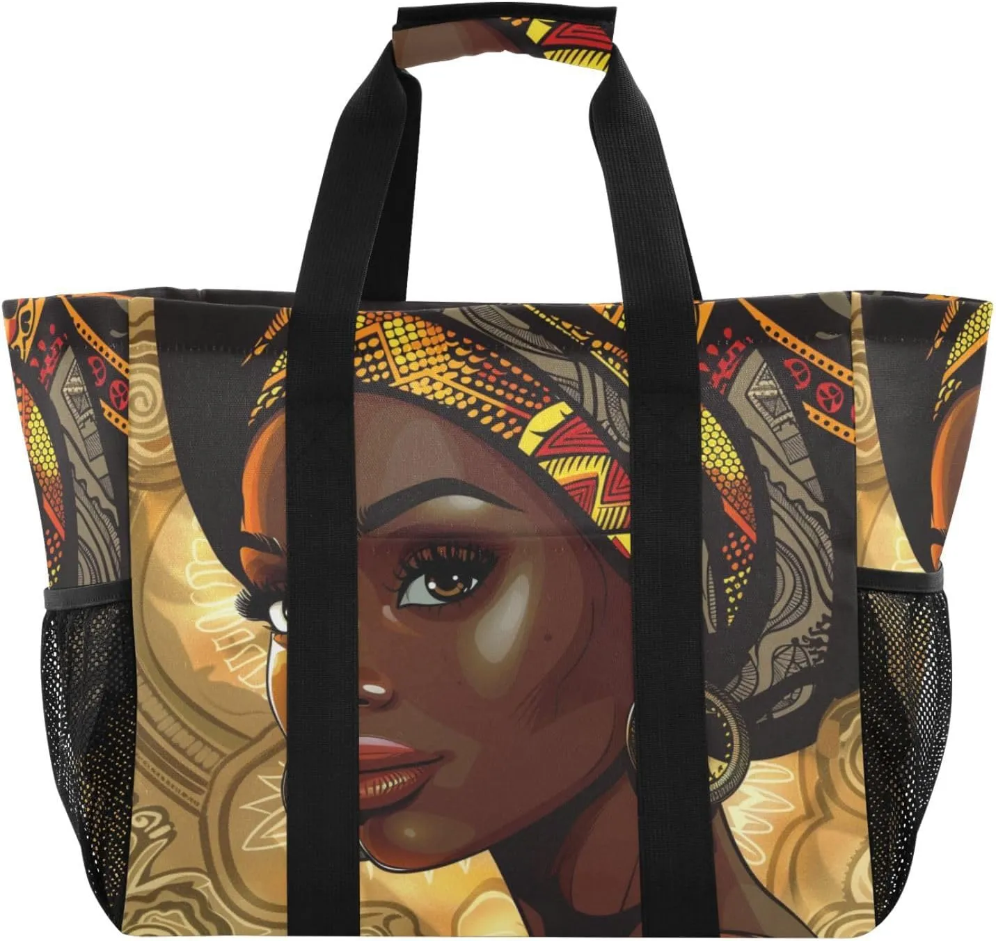 ALAZA Ethnic African Woman Waterproof Beach Tote Bags