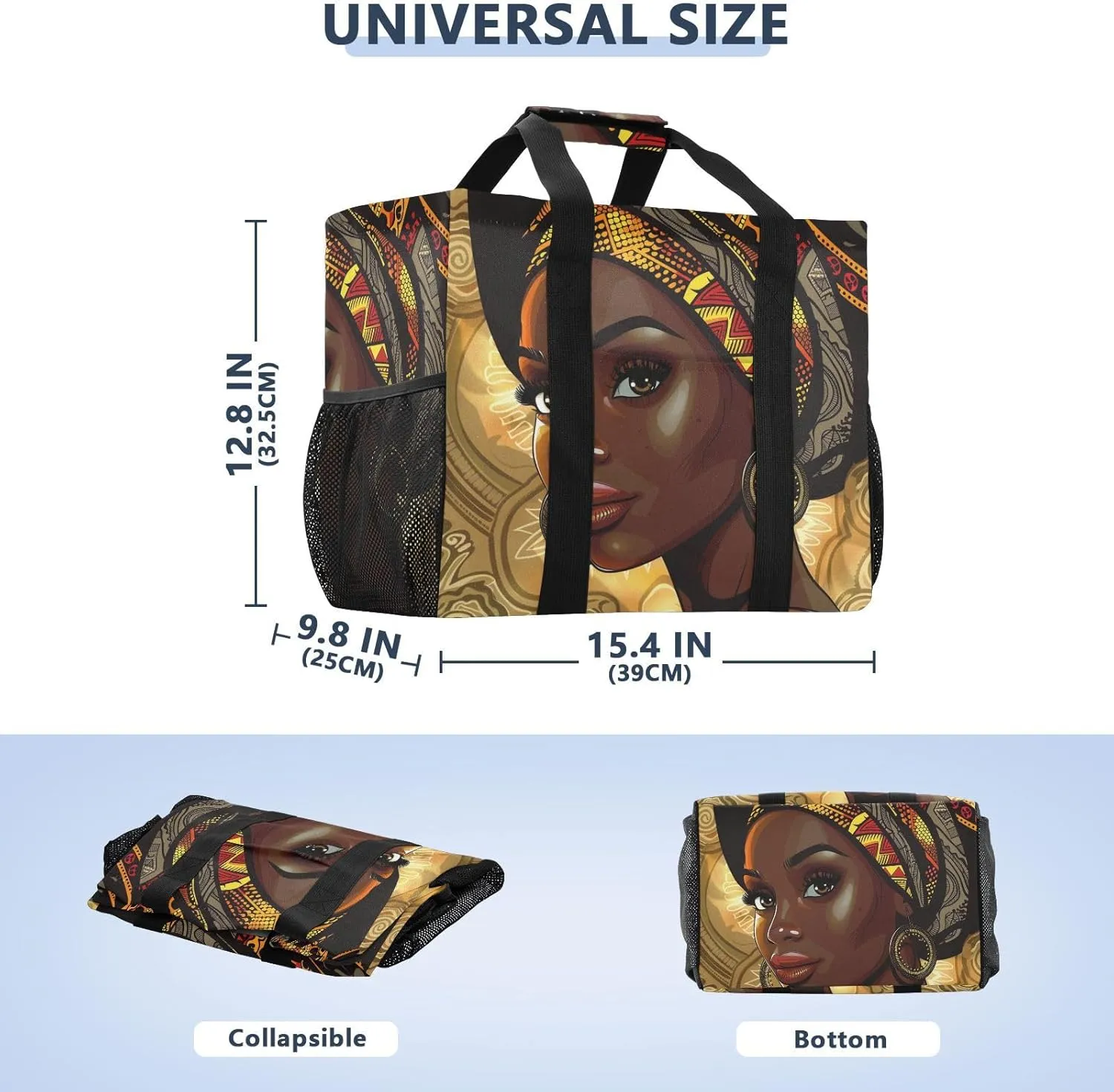 ALAZA Ethnic African Woman Waterproof Beach Tote Bags