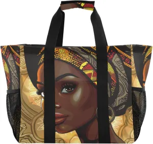 ALAZA Ethnic African Woman Waterproof Beach Tote Bags