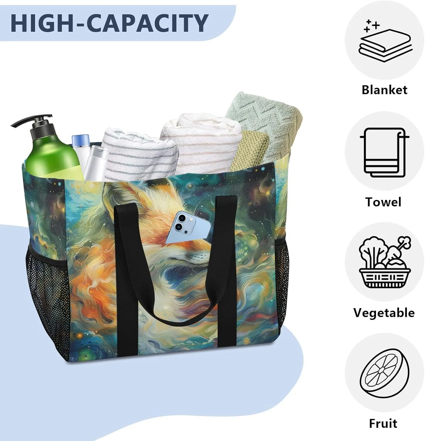 ALAZA Fox Dreamcatcher Waterproof Beach Tote Bags