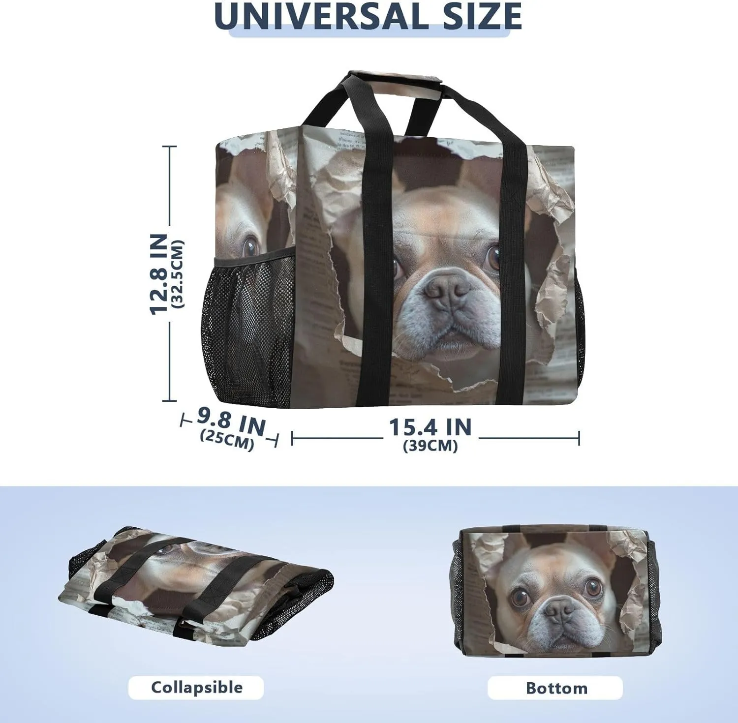 ALAZA French Bulldog Sticking Its Head Through A Hole Waterproof Beach Tote Bags