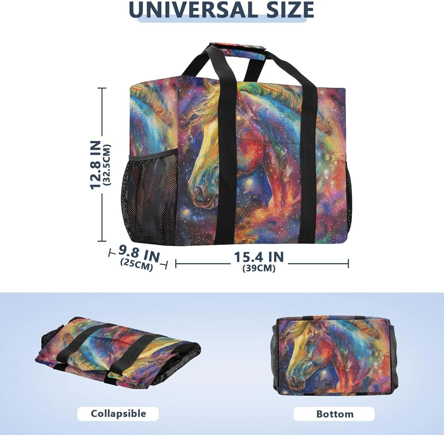 ALAZA Horse with Butterfly Waterproof Beach Tote Bags