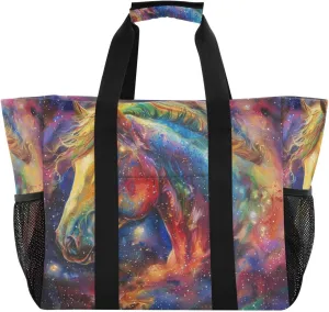 ALAZA Horse with Butterfly Waterproof Beach Tote Bags