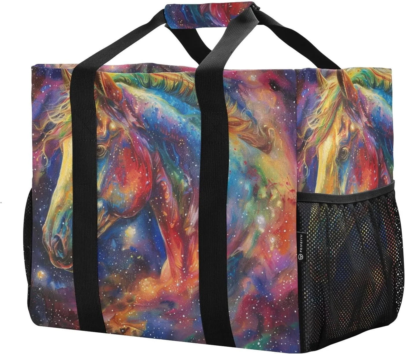 ALAZA Horse with Butterfly Waterproof Beach Tote Bags
