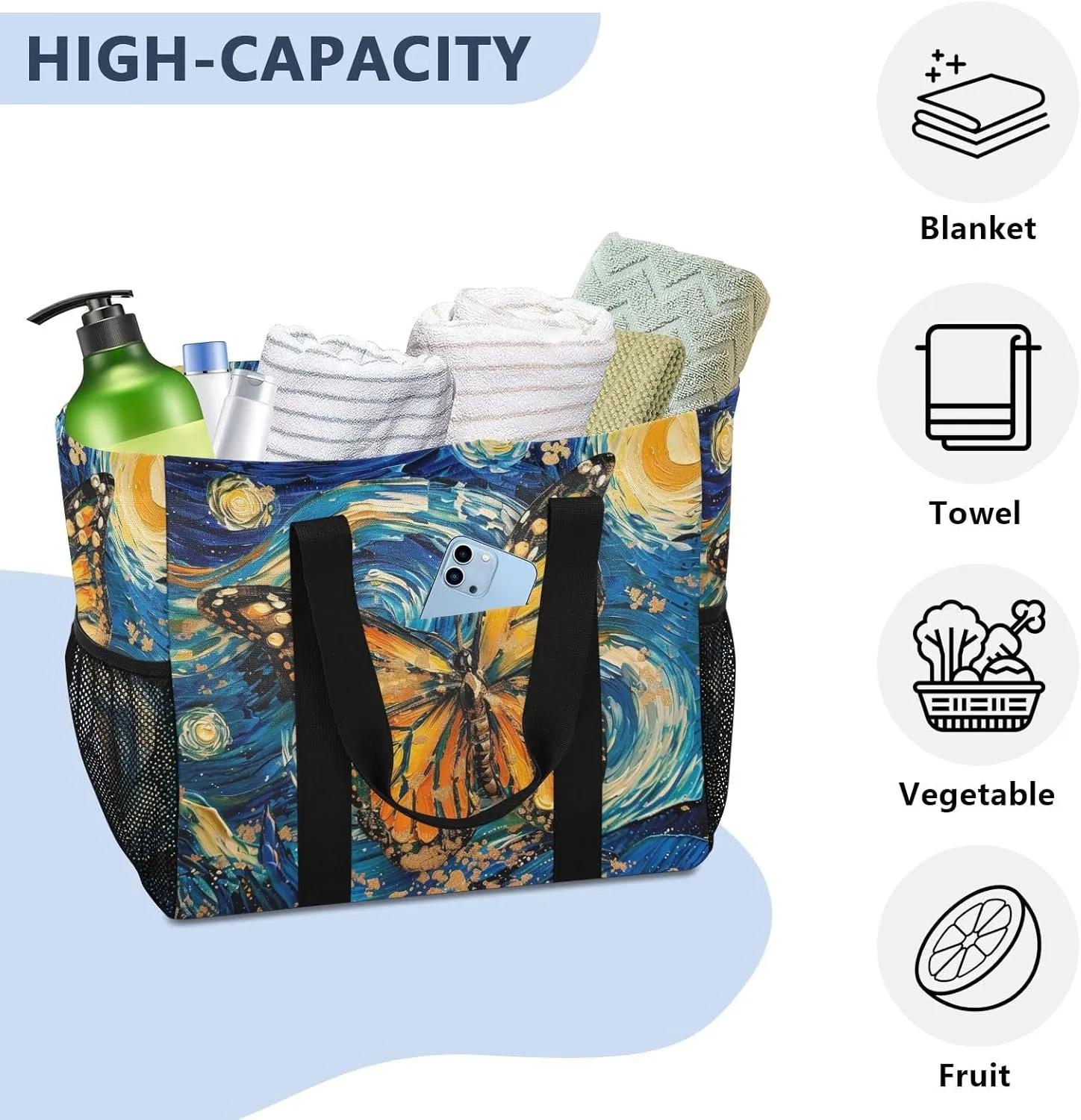 ALAZA Jungle Forest Animal Tiger Waterproof Beach Tote Bags