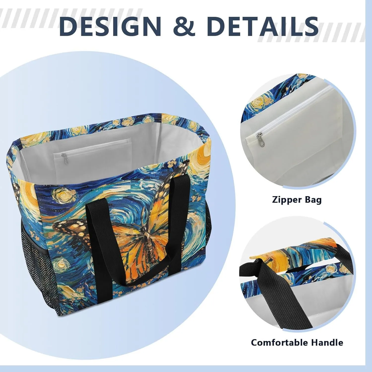 ALAZA Jungle Forest Animal Tiger Waterproof Beach Tote Bags