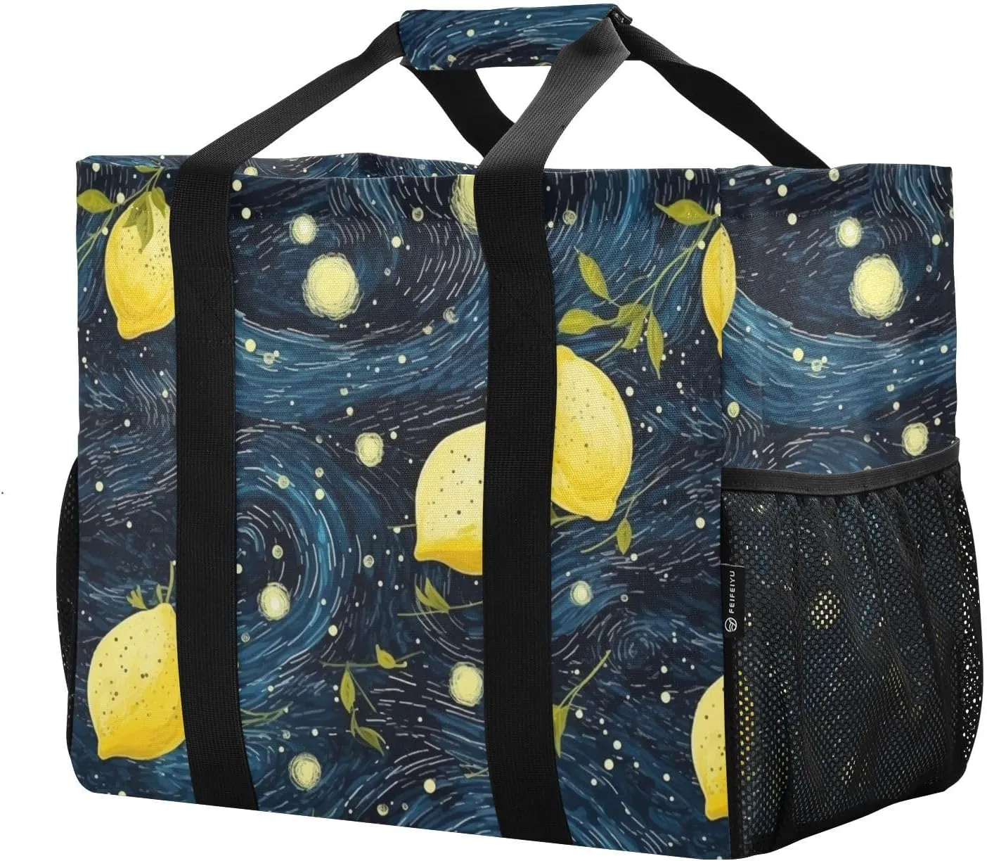 ALAZA Lemon Shape Starry Night Sky Galaxy Waterproof Beach Tote Bags