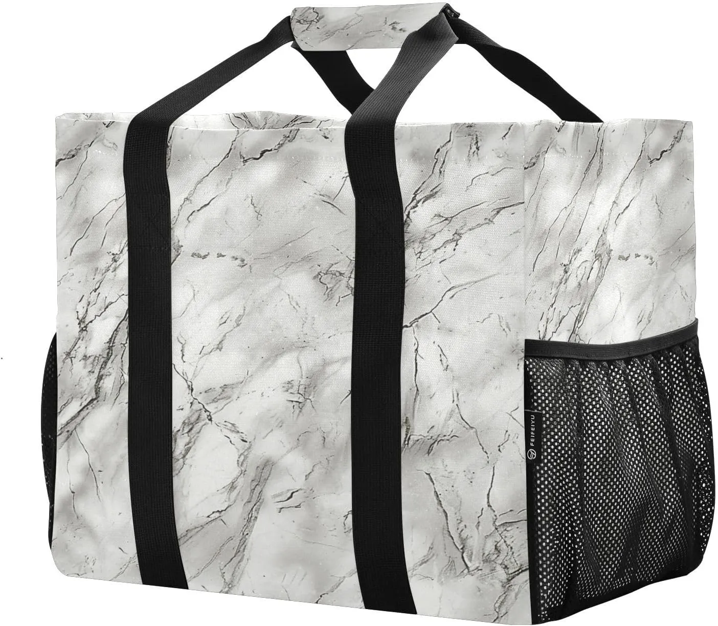 ALAZA Marble Blue White Waterproof Beach Tote Bags