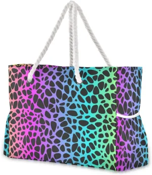 ALAZA Rainbow Leopard Beach Toy Bag Groceries Bag for Seaside, Shower Stall, Swiming Pool