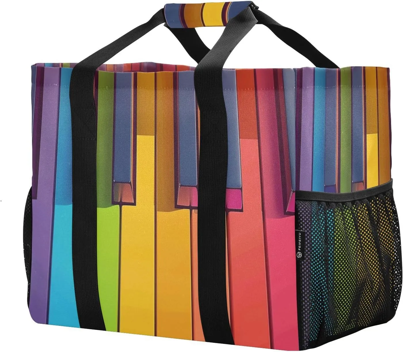 ALAZA Rose on Piano Musical Note Starry Waterproof Beach Tote Bags