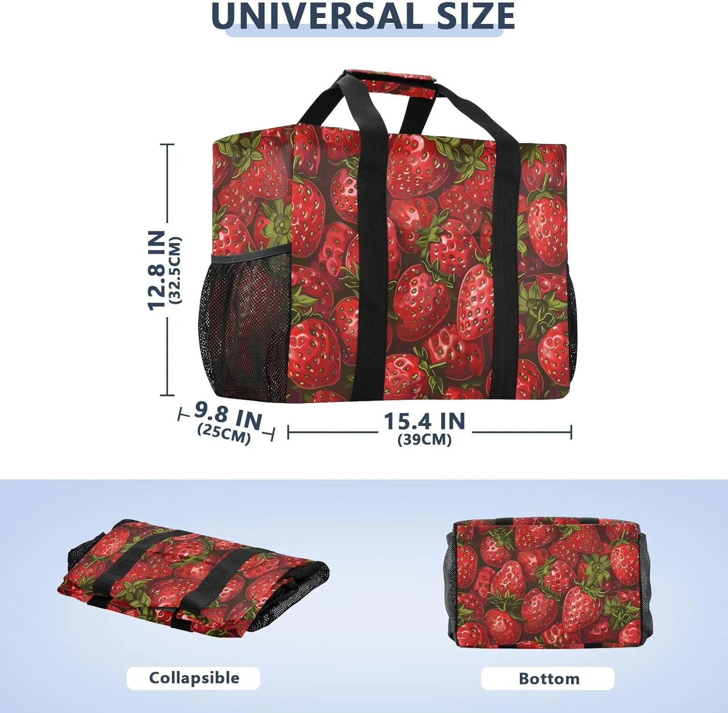 ALAZA Strawberry Seamless on Yellow Waterproof Beach Tote Bags