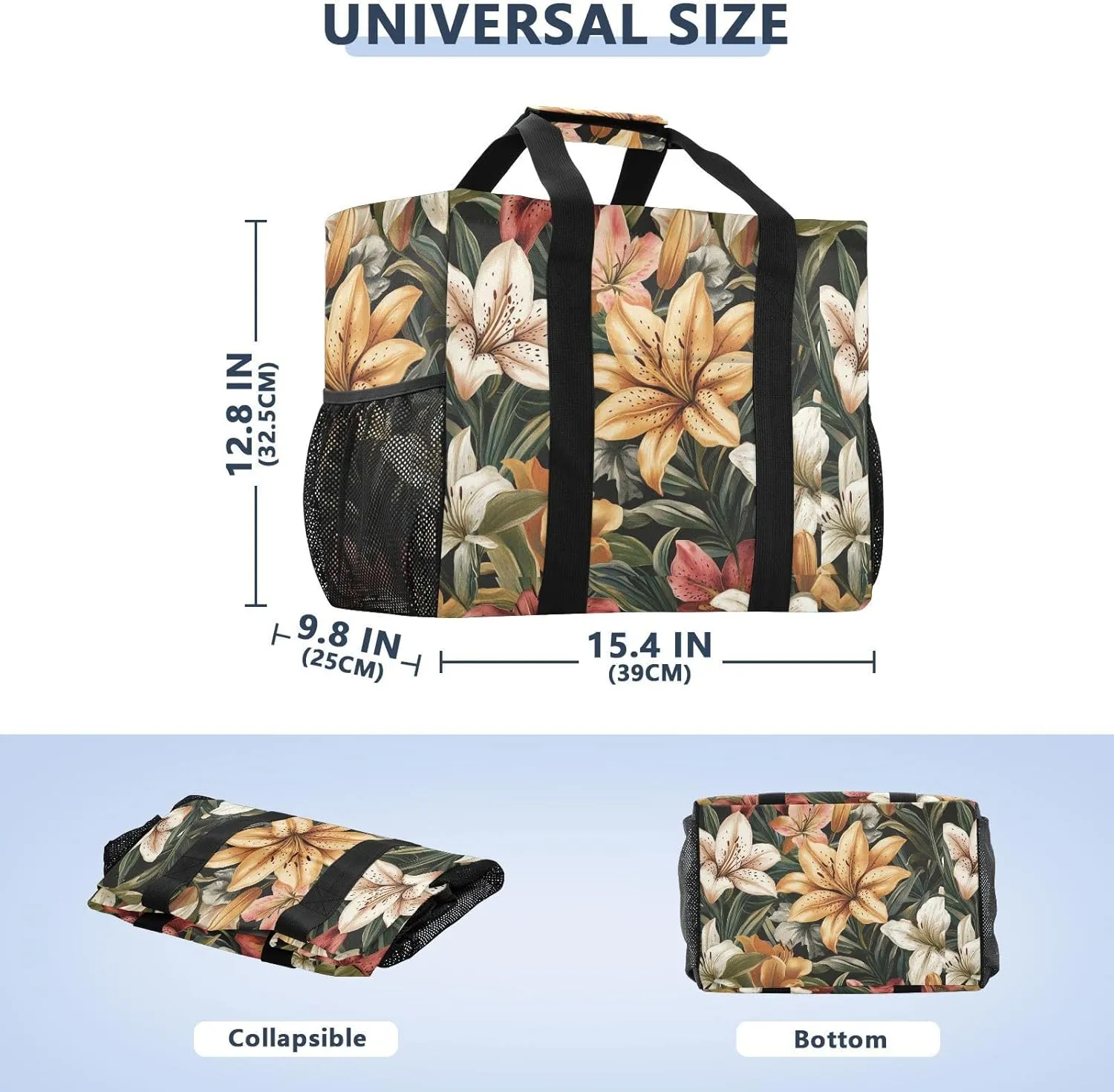ALAZA Summer Pink Lily Waterproof Beach Tote Bags