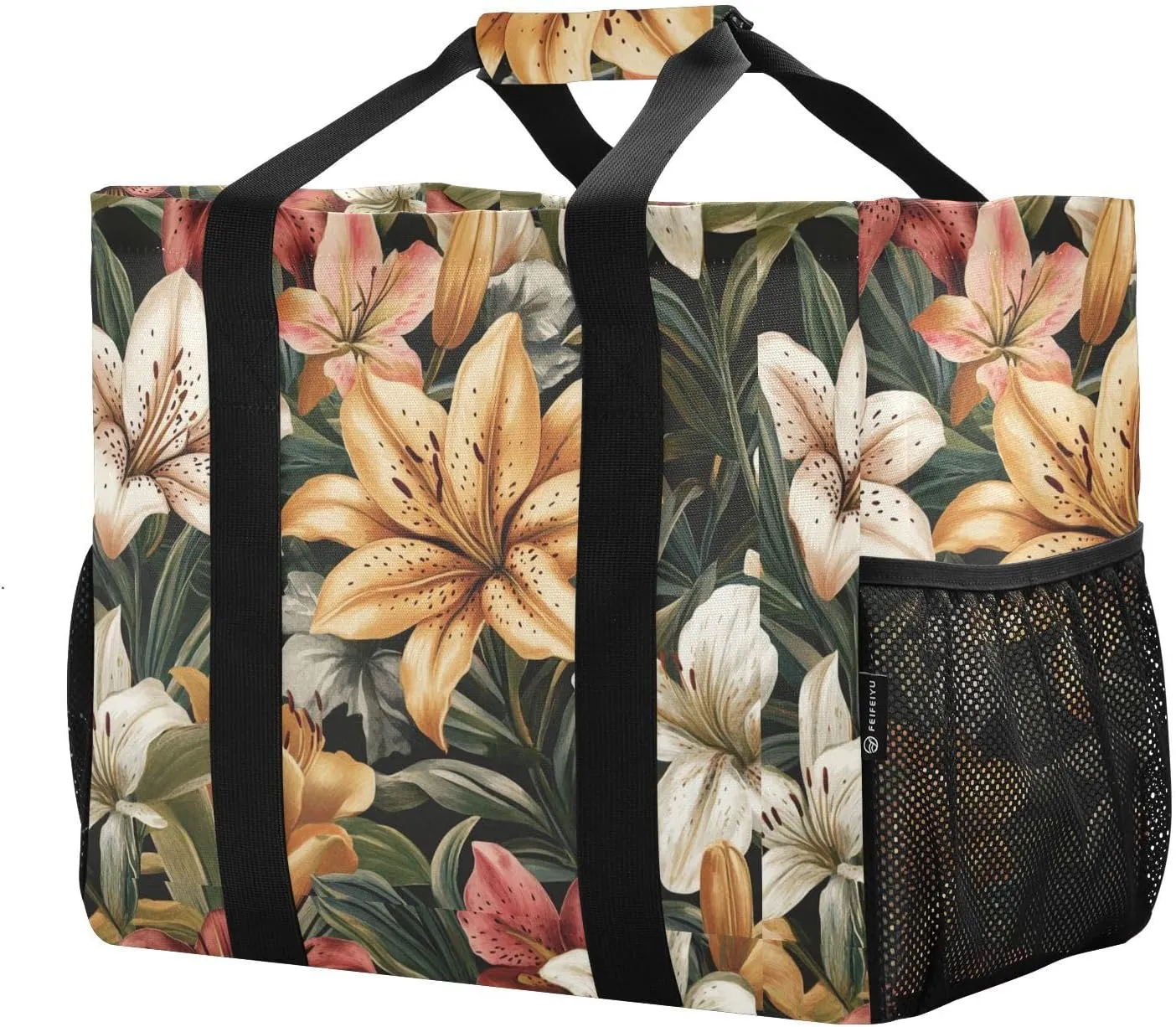ALAZA Summer Pink Lily Waterproof Beach Tote Bags