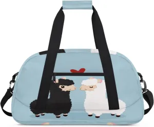 Alpaca Couple Gym Duffel Bag for Men Women Cartoon Pattern Sports Tote Bag with Adjustable Shoulder Strap for Dance Gymnastics Traveling Outdoor Camping Overnight Stay