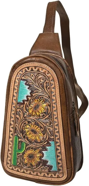 American Darling Cross Body Hand Tooled Genuine Leather Women Bag Western Handbag Purse