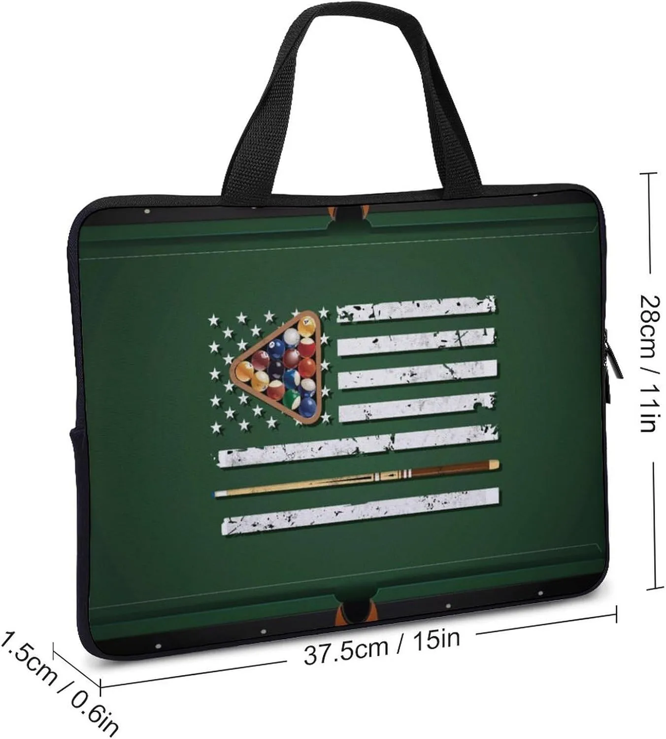 American Flag Billiard Laptop Bag Laptop Case Computer Messenger Bag with Adjustable Shoulder Strap