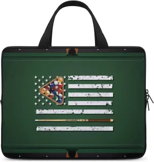 American Flag Billiard Laptop Bag Laptop Case Computer Messenger Bag with Adjustable Shoulder Strap