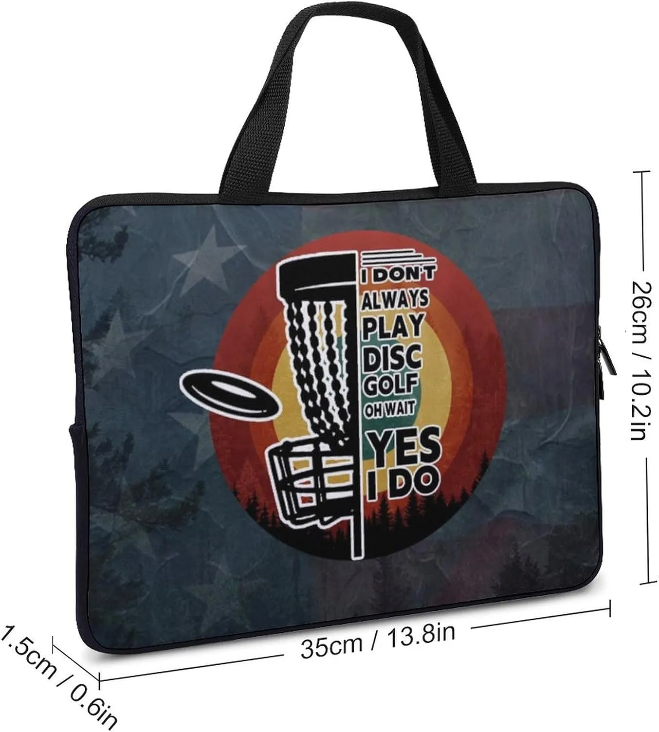 American Flag Disc Golf Laptop Bag Laptop Case Computer Messenger Bag with Adjustable Shoulder Strap