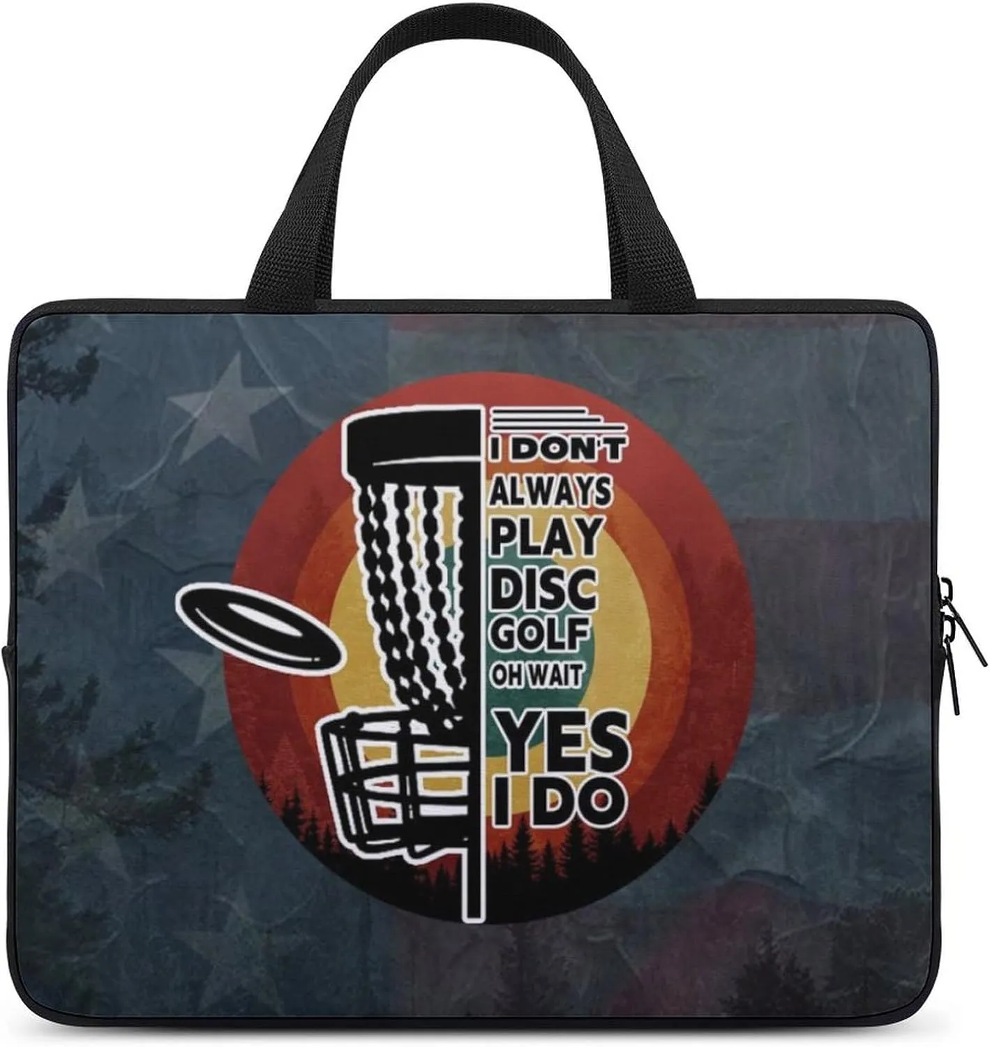American Flag Disc Golf Laptop Bag Laptop Case Computer Messenger Bag with Adjustable Shoulder Strap