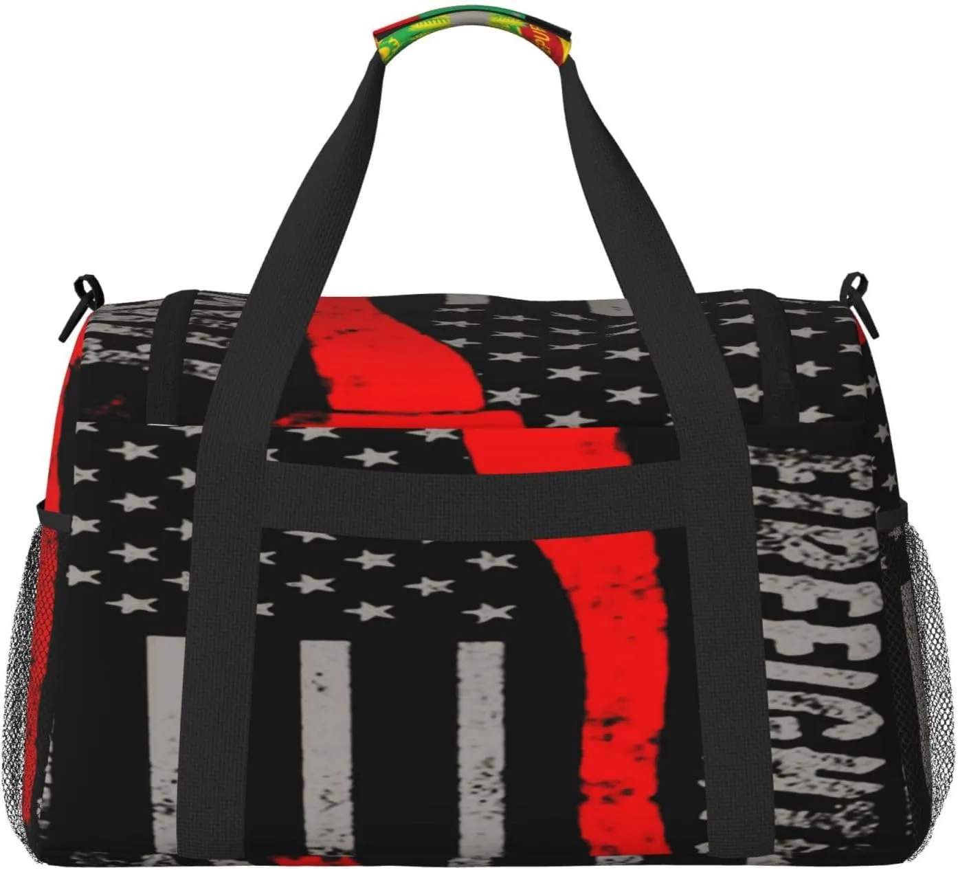 American Flag Firefighter Travel Duffel Bag Large Foldable Waterproof Overnight Bag For Beach Swim Bags Pool Sports Gym