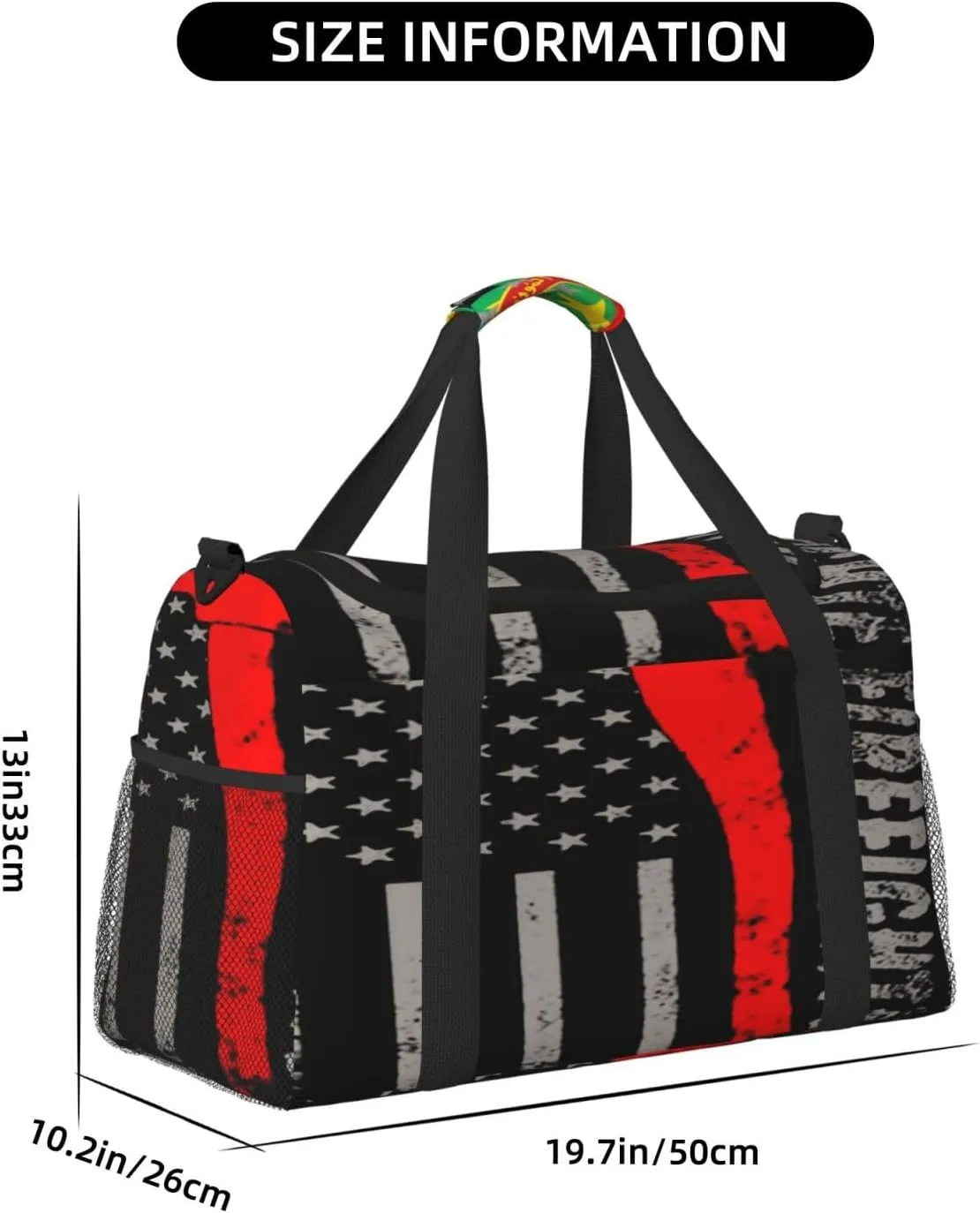 American Flag Firefighter Travel Duffel Bag Large Foldable Waterproof Overnight Bag For Beach Swim Bags Pool Sports Gym
