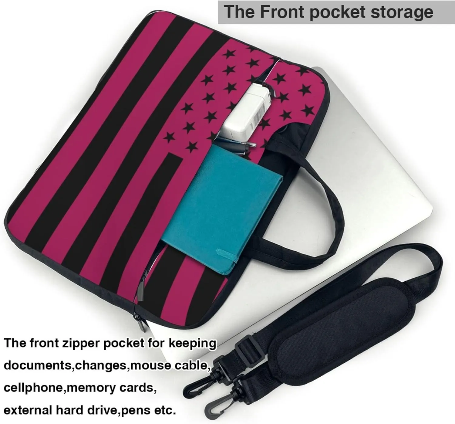 American flag Laptop Shoulder Bag ​for Men Women, Computer Carrying Case Messenger Bag with Strap