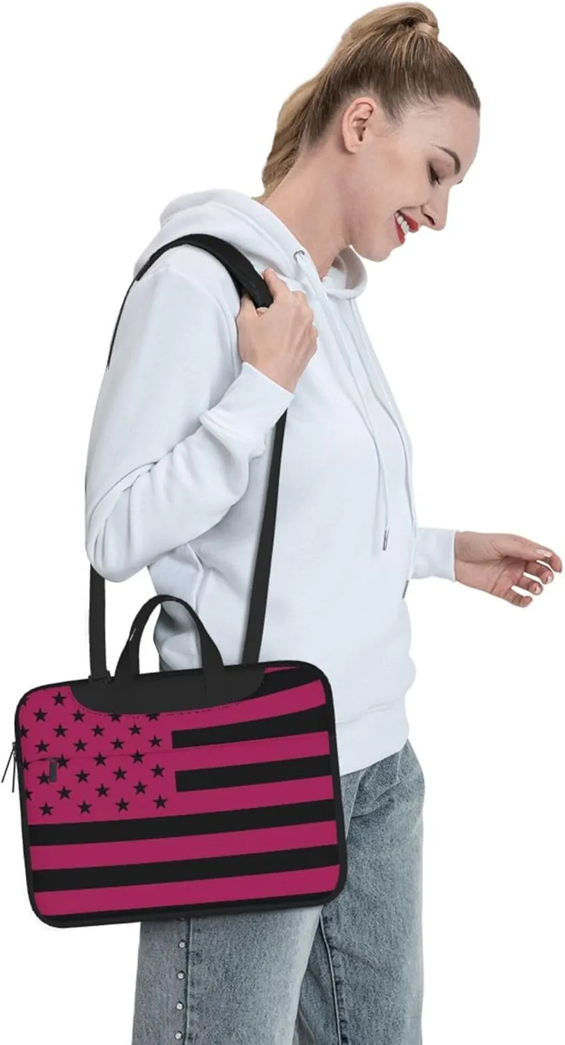 American flag Laptop Shoulder Bag ​for Men Women, Computer Carrying Case Messenger Bag with Strap