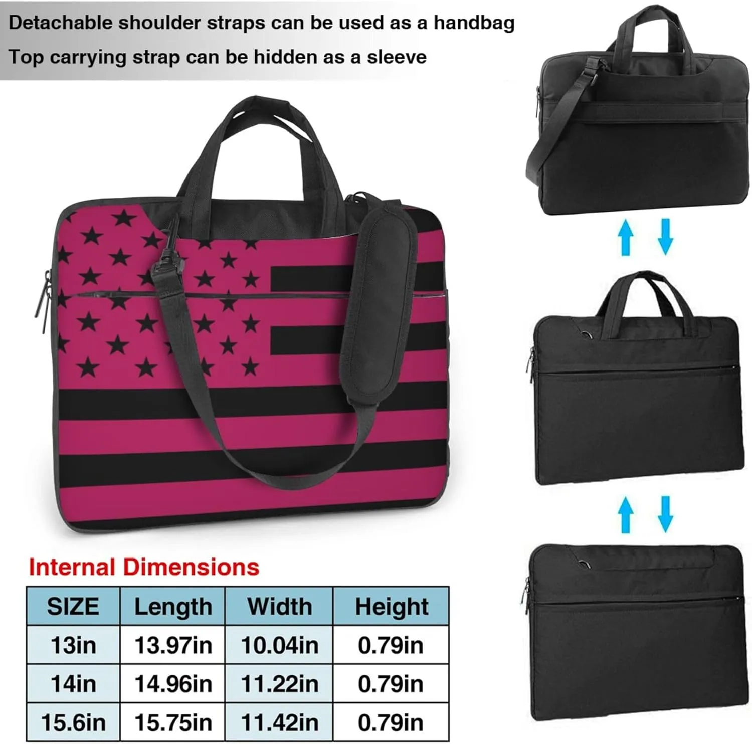 American flag Laptop Shoulder Bag ​for Men Women, Computer Carrying Case Messenger Bag with Strap