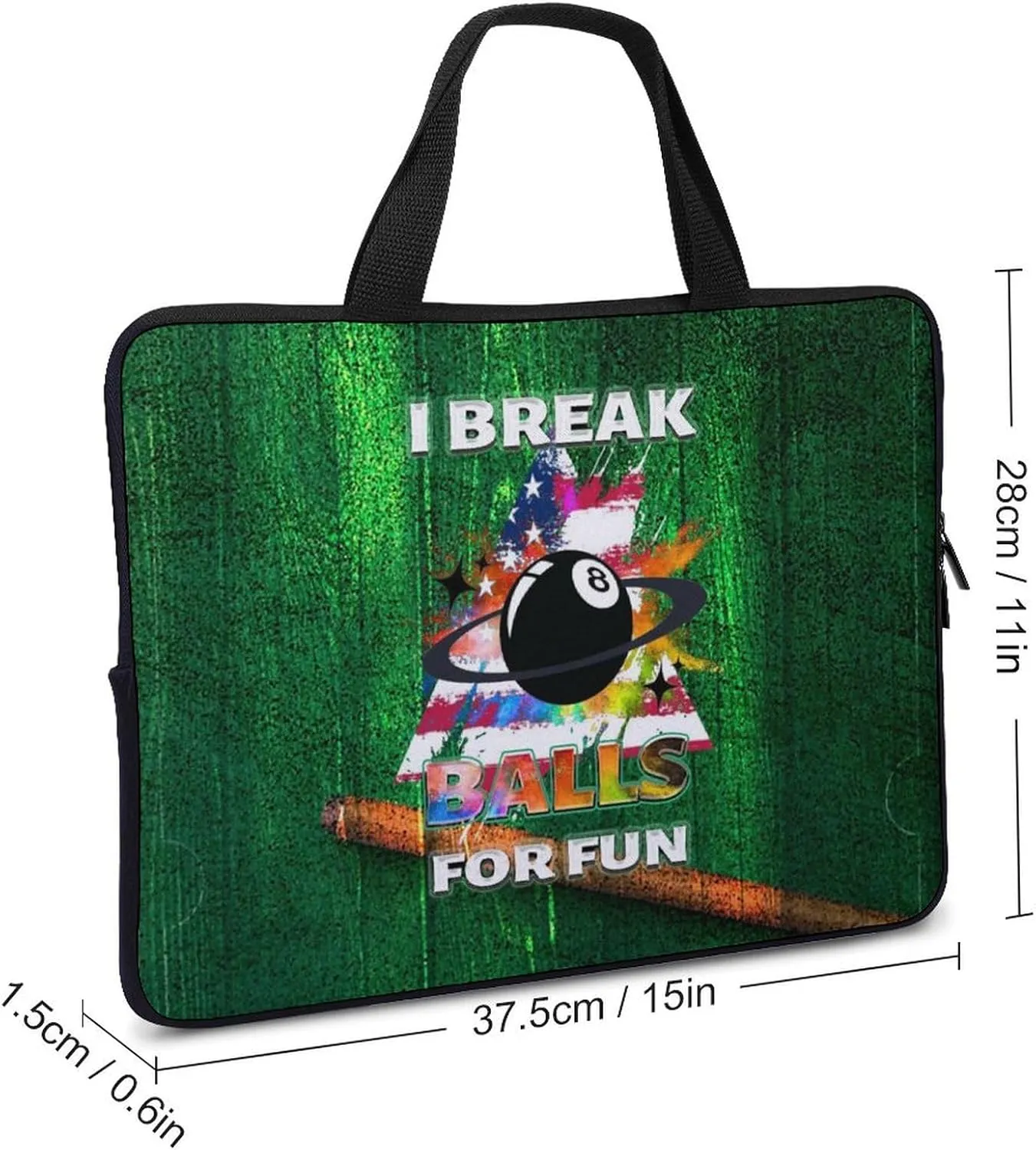 American Flag Splash Billiards Laptop Bag Laptop Case Computer Messenger Bag with Adjustable Shoulder Strap