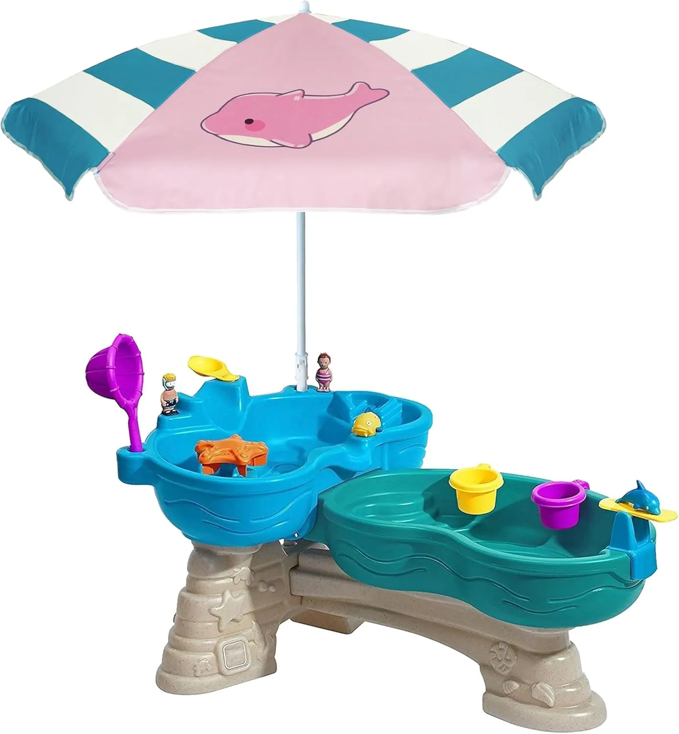AMMSUN 47 Inch Seaside Beach Umbrella for Sand Box Water Table - Kids shade Umbrella for children Beach Camping Garden Outdoor Play Shade umbrella for picnic table
