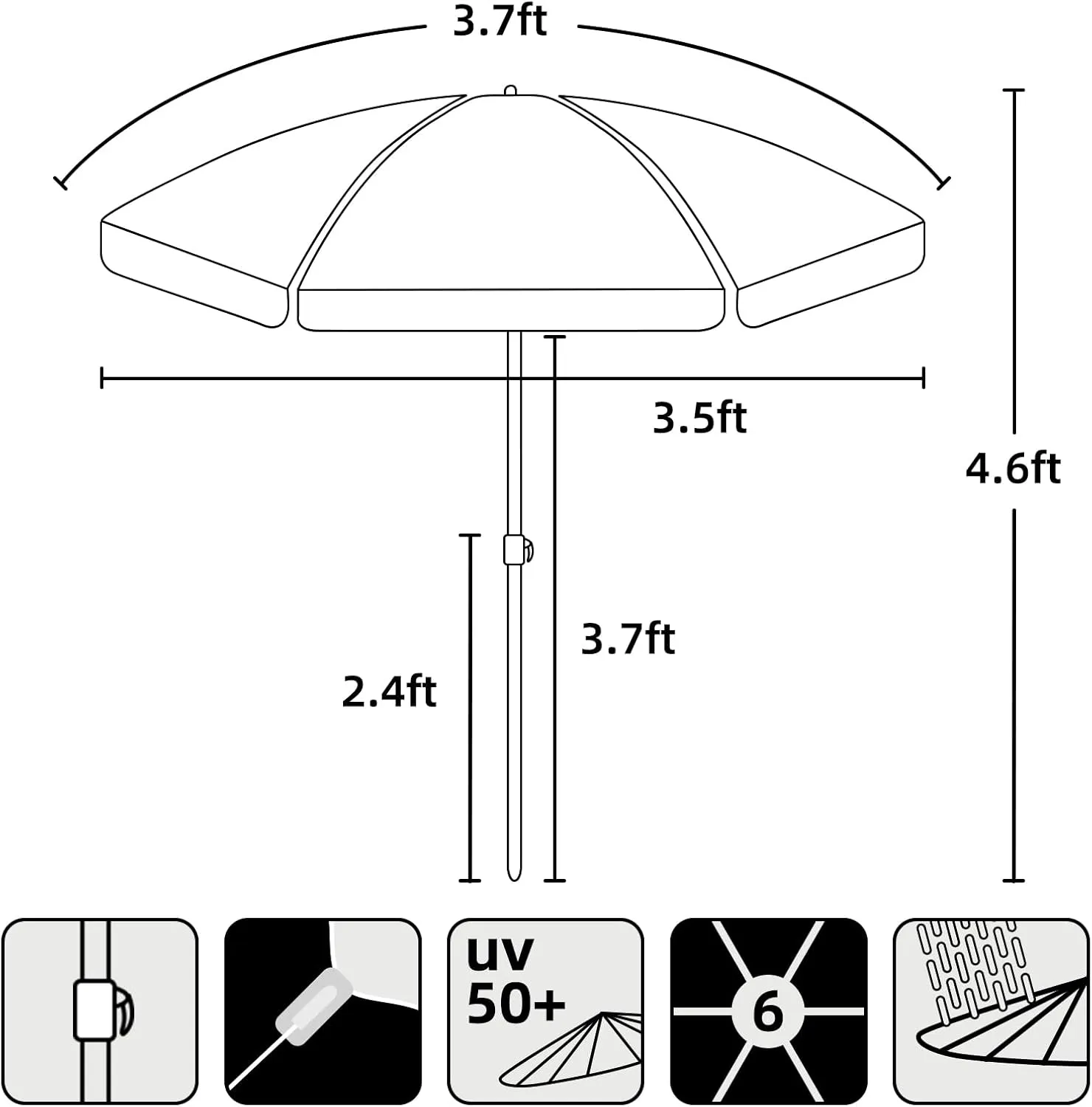 AMMSUN 47 Inch Seaside Beach Umbrella for Sand Box Water Table - Kids shade Umbrella for children Beach Camping Garden Outdoor Play Shade umbrella for picnic table