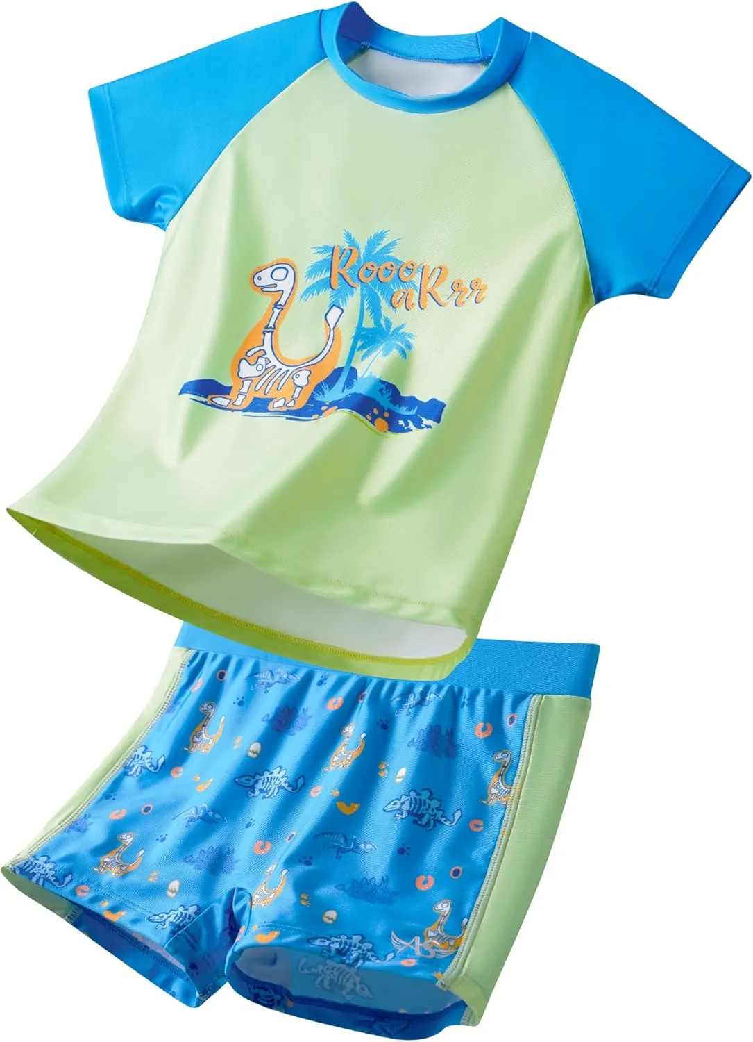 Angel season Boys Swimsuit Toddler Rash Guard Swim Set Long Sleeve Shirt with Swim Trunks Bathing Suit UPF 50  Swimwear