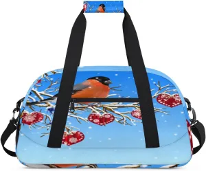 Animal Bird Gym Duffel Bag for Men Women Christmas Heart Sports Tote Bag with Adjustable Shoulder Strap for Dance Gymnastics Traveling Outdoor Camping Overnight Stay
