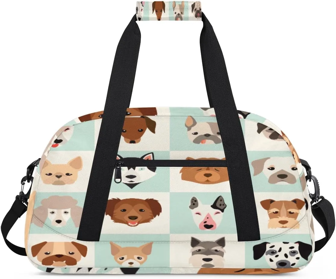 Animal Dog Gym Duffel Bag for Men Women Lovely Dog Sports Tote Bag with Adjustable Shoulder Strap for Dance Gymnastics Traveling Outdoor Camping Overnight Stay
