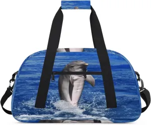 Animal Dolphin Gym Duffel Bag for Men Women Ocean Sports Tote Bag with Adjustable Shoulder Strap for Dance Gymnastics Traveling Outdoor Camping Overnight Stay