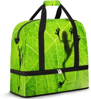 Animal Frog Shadow Travel Duffle Bag Durable Weekender Bag with Shoes Compartment Lightweight Overnight Bag Sports Dance Gym Tote Bag for Women and Men Carry on Luggage
