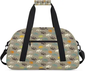 Animal Paw Print Gym Duffel Bag for Men Women Cartoon Pattern Sports Tote Bag with Adjustable Shoulder Strap for Dance Gymnastics Traveling Outdoor Camping Overnight Stay