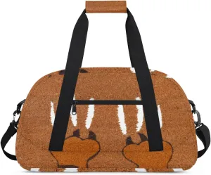 Animal Paw Print Gym Duffel Bag for Men Women Sharp Paw Prints Sports Tote Bag with Adjustable Shoulder Strap for Dance Gymnastics Traveling Outdoor Camping Overnight Stay