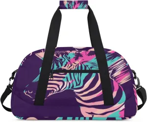 Animal Zebra Gym Duffel Bag for Men Women Watercolour Zebra Sports Tote Bag with Adjustable Shoulder Strap for Dance Gymnastics Traveling Outdoor Camping Overnight Stay