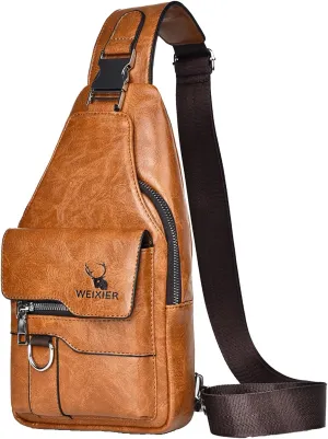 ANPTER Sling Bag for Men Crossbody Chest Bag Over the Shoulder Purse Casual Sling Backpack for Travel Hiking Cycling