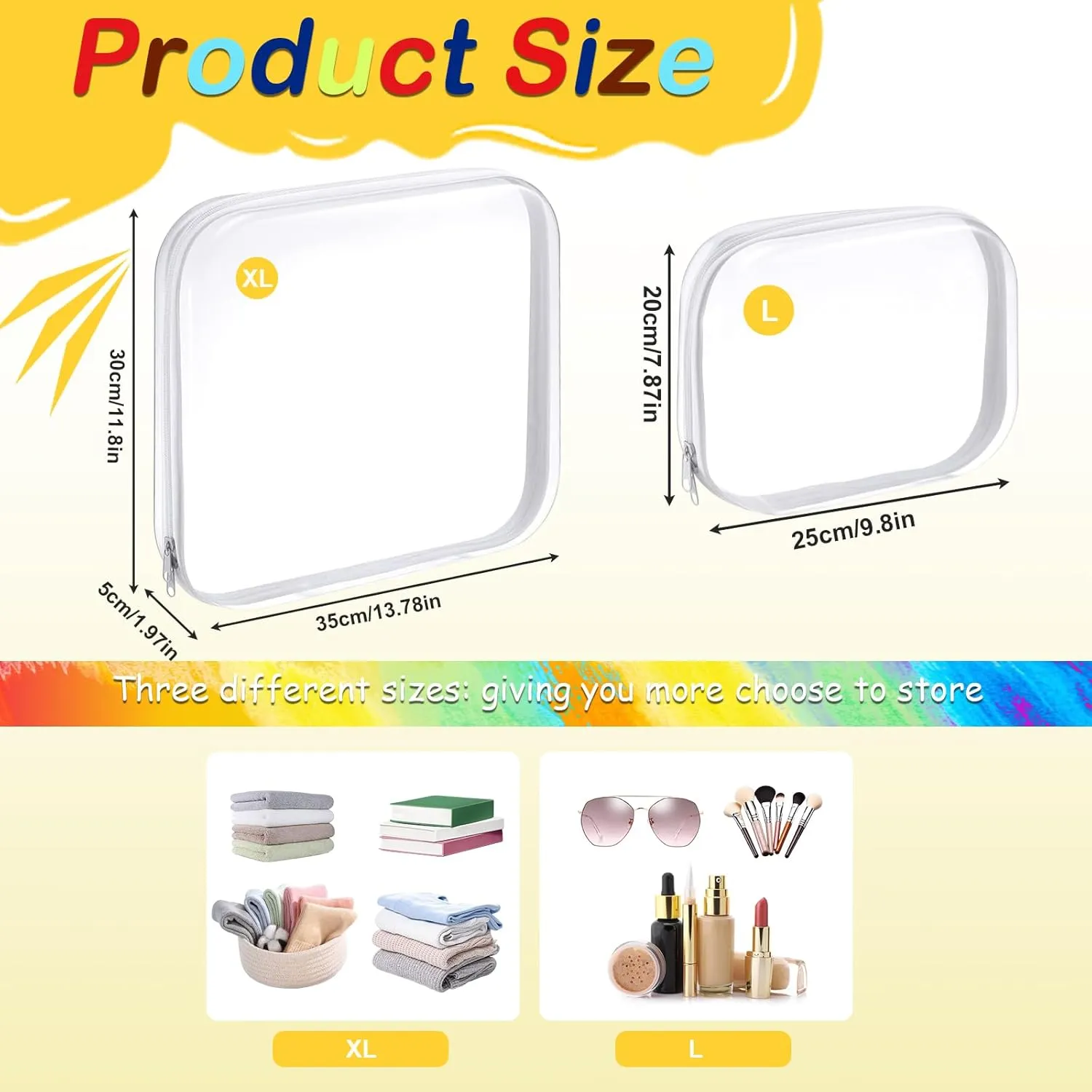 AOBOPLE Clear Hard Shell Zipper Case,Large Toy Storage Bags,Reusable Hard Shell Board Game Storage,Clear Zipper Case Travel Waterproof Organizer Bags for Snacks Toy Intimate