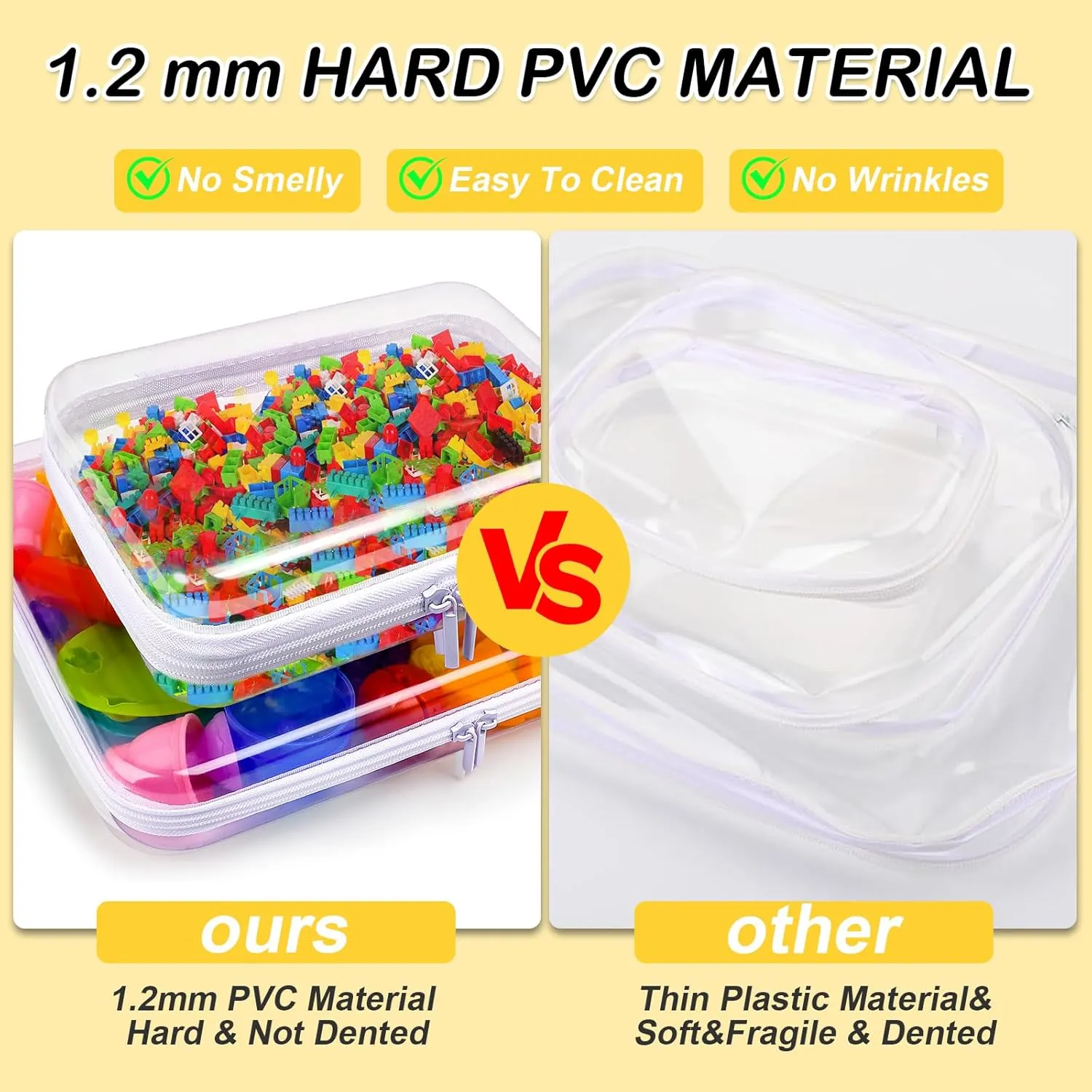 AOBOPLE Clear Hard Shell Zipper Case,Large Toy Storage Bags,Reusable Hard Shell Board Game Storage,Clear Zipper Case Travel Waterproof Organizer Bags for Snacks Toy Intimate